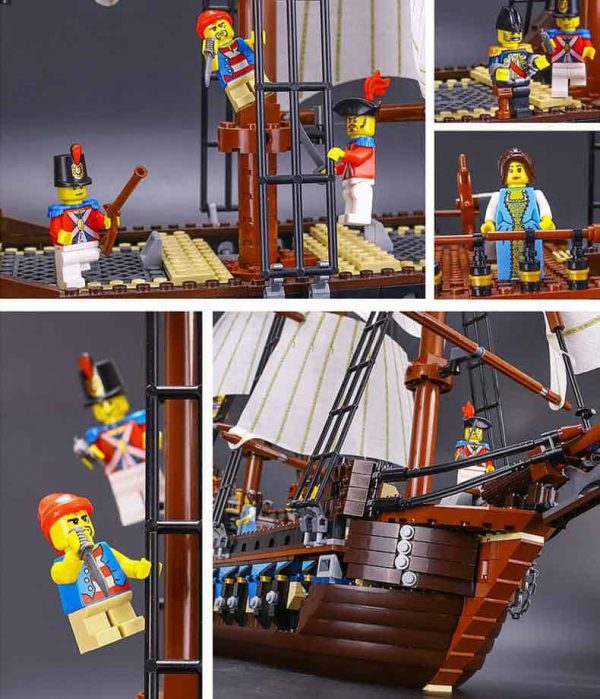 10210 Pirates Of The Caribbean Imperial Flag Ship 22001 HMS Interceptor Building Blocks Kids Toys 7