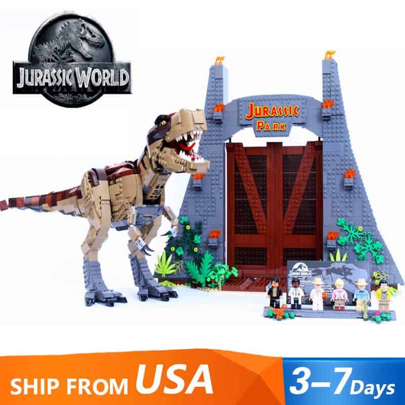 Jurassic 2 Building Blocks Lego Moc World Dinosaurs Figures Bricks Kid Toys Rex 