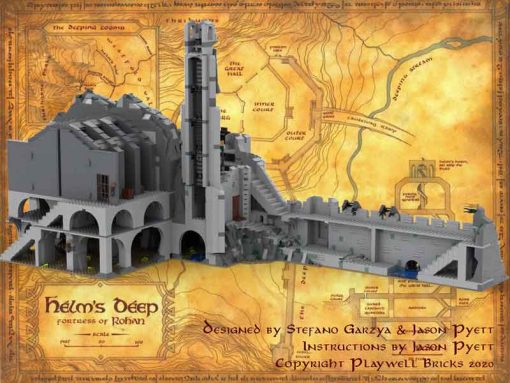 MOC 41261 C4990 helms deep ucs scale fortress Lord of the Rings Hobbit rohan Battle of Hornburg Building Blocks Kids Toy 7