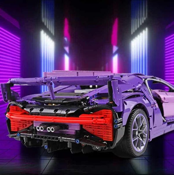 Bugatti Chiron Technic Super Purple Race Car 0016 42083 Hyper Car Building Blocks Kids Toy 4