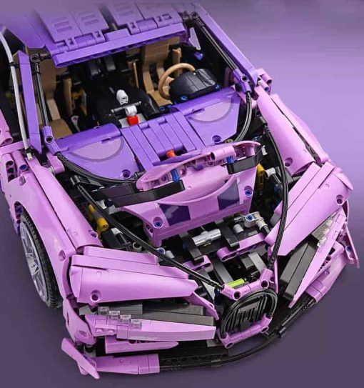 Bugatti Chiron Technic Super Purple Race Car 0016 42083 Hyper Car Building Blocks Kids Toy 7