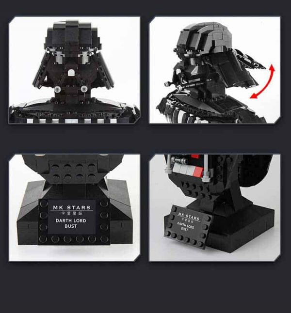 Mould King 21020 Star Wars Darth Vader Bust Figure Mandalorian Ideas Creator Building Blocks Kids Toy 2