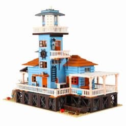 PANGU Cottage In The Sea Lighthouse Fishing Store PG 12002 Ideas Creator Street View Building Blocks Kids Toy 2