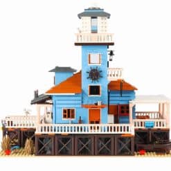PANGU Cottage In The Sea Lighthouse Fishing Store PG 12002 Ideas Creator Street View Building Blocks Kids Toy 3
