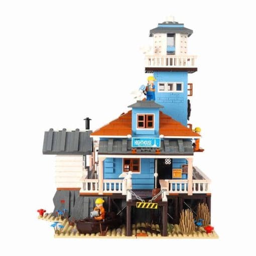 PANGU Cottage In The Sea Lighthouse Fishing Store PG 12002 Ideas Creator Street View Building Blocks Kids Toy 4