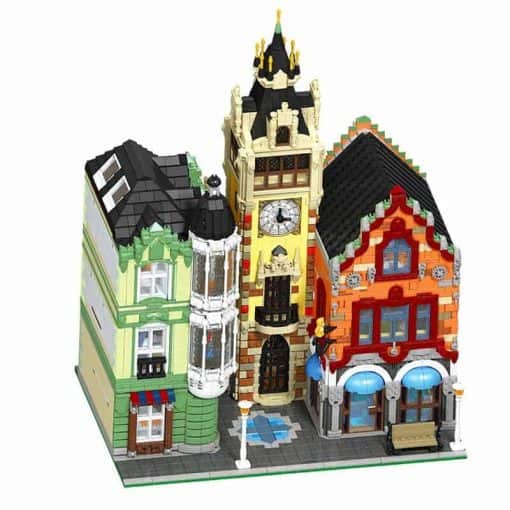 JIESTAR 89103 Clock Tower Square City Street View Ideas Creator Modular Building Blocks Kids Toys