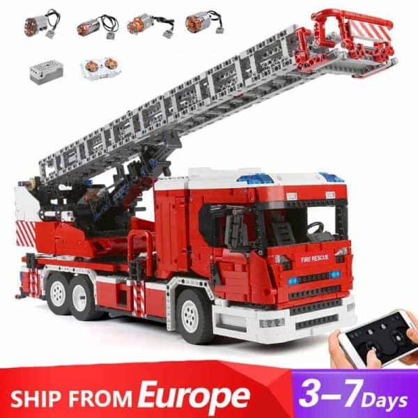 Mould King 17022 Fire Truck Rescue Vehicle Technic Ideas Remote Control Building Blocks Kids Toy