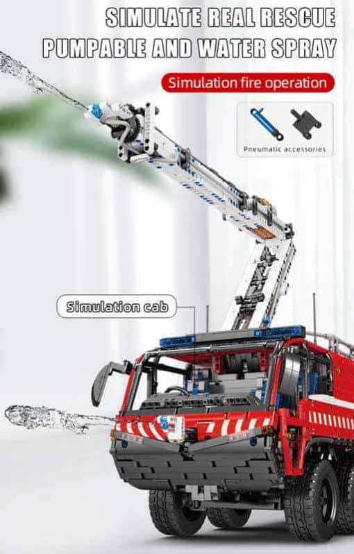 Mould King 19004 Airport Crash Tender Pneumatic Rescue Vehicle Technic MOC 446 Building Blocks Kids Toy
