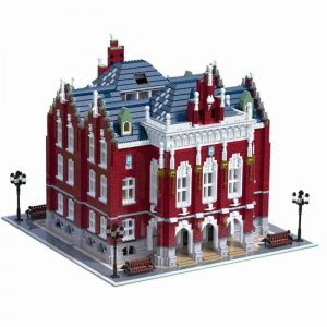 Jiestar 89123 Red Brick University City Street View Ideas Creator Modular Building Blocks Kids Toys