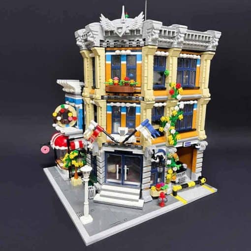 Jiestar 89134 Corner Police Station City Street View Ideas Creator Modular Building Blocks Kids Toy