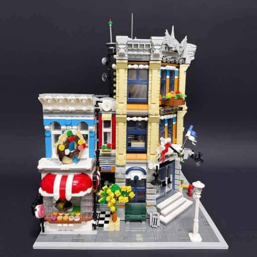Jiestar 89134 Corner Police Station City Street View Ideas Creator Modular Building Blocks Kids Toy