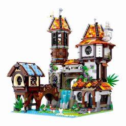 Jiestar 89149 The Medieval Riverside Scholars Ideas Creator Street View Modular Building Blocks Kids Toy