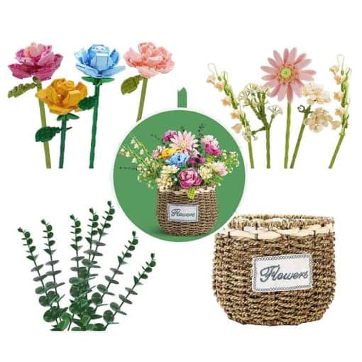 Flower Bouquet Basket Collection JAKI JK2660 Ideas Creator Botanical Plants Building Blocks Kids Toy
