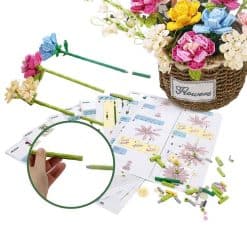 Flower Bouquet Basket Collection JAKI JK2660 Ideas Creator Botanical Plants Building Blocks Kids Toy
