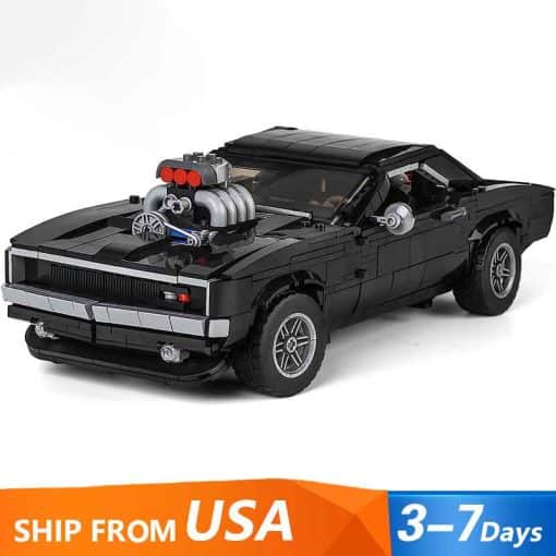 Mould King 10028 Dodge Charger Fast And The Furious Dom's Charger Technic Vintage Muscle Car Building Blocks Kids Toy