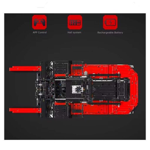 Mould King 17045 Remote Controlled Electric Red Heavy Duty Stacker Forklift With Motor 3