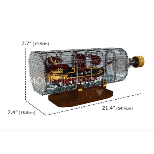 Mould King 10066 Pirate of the Caribbean The Queen Annes Revenge Pirate Ship in A Bottle Model 3