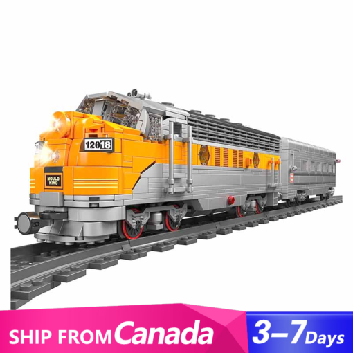 Mould King 12018 EMD F7 Diesel Internal Combustion Locomotive Train With Tracks