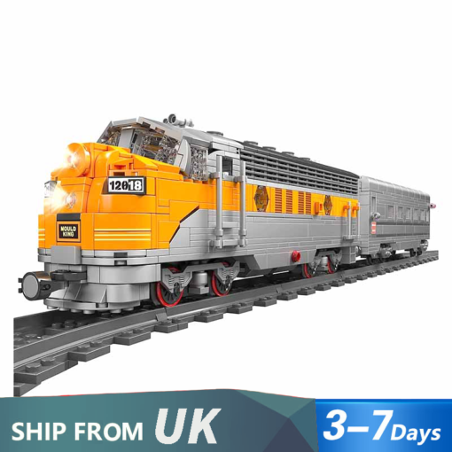 Mould King 12018 EMD F7 Diesel Internal Combustion Locomotive Train With Tracks