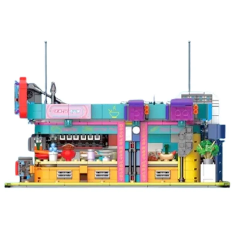 KS003 Chinese RestaurantBrickCool Cyber Street Corner Cyberpunk Modular Buildings 1318Pcs Building Blocks Kids Toy KS003 Chinese restaurants BrickCool Cyber Street Corner Modular Buildings